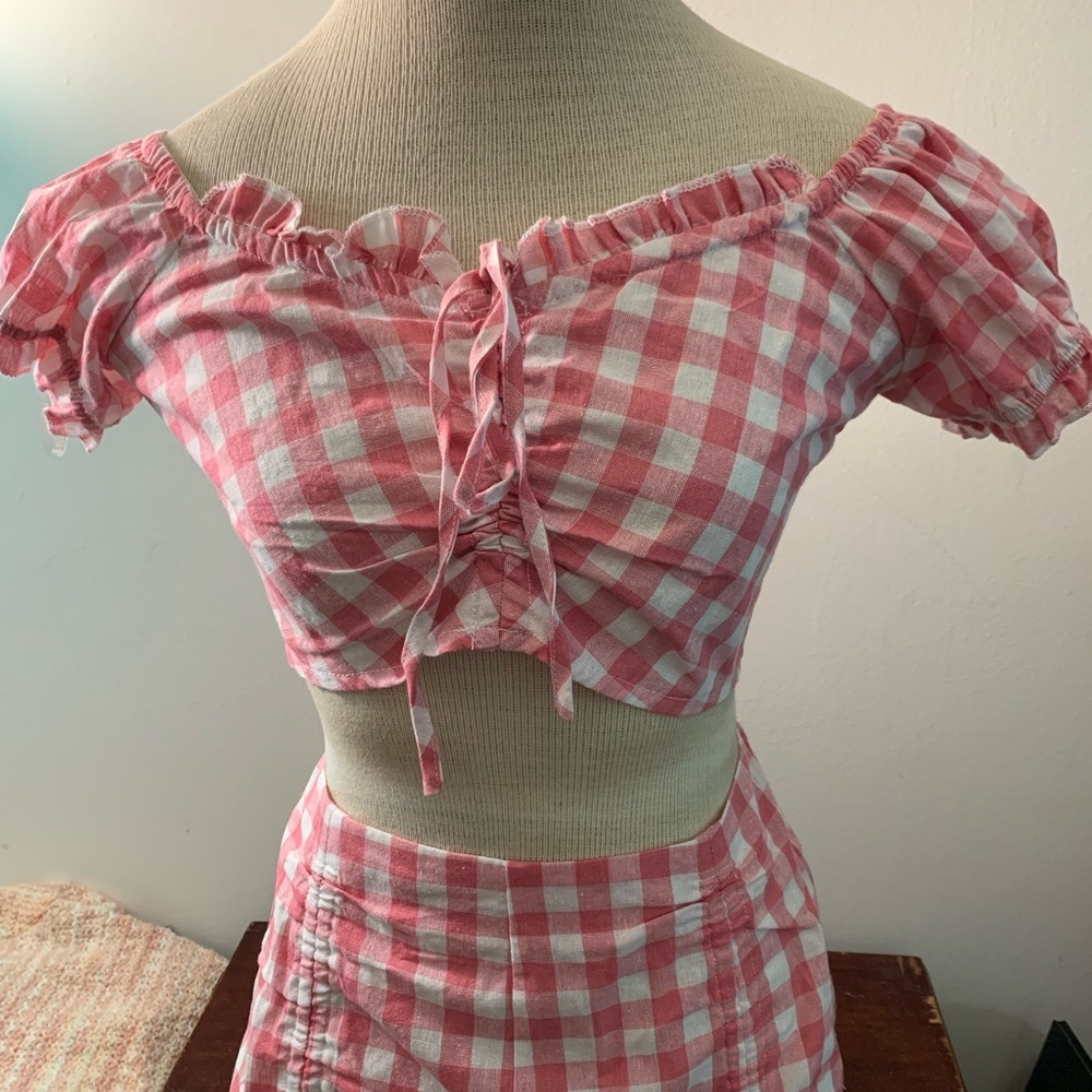 Top and Bottom summer Plaid Set